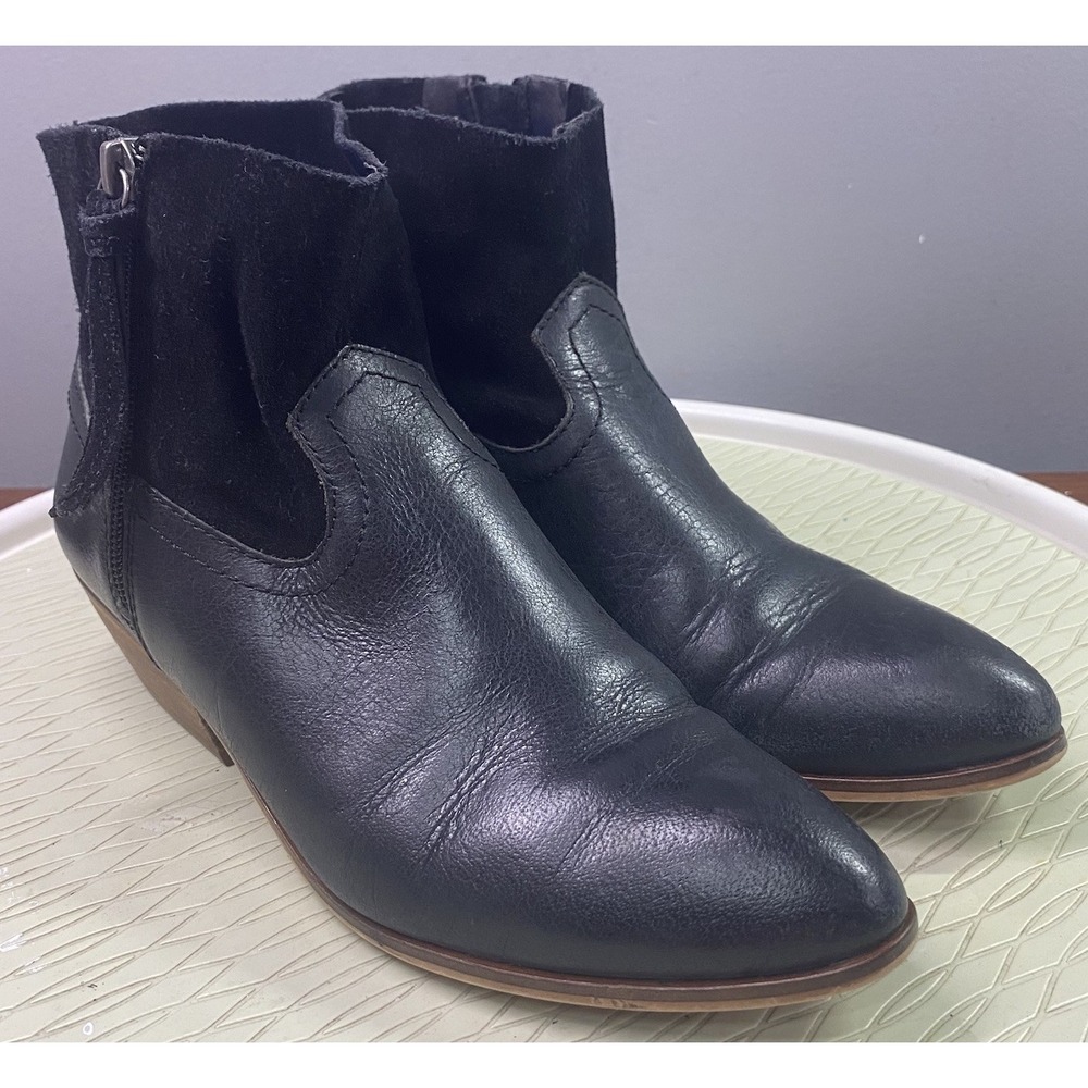 Frye & Co.‎ Women Rubie Leather&Suede Black Bootie Ankle Boots Western Zip-up 8M